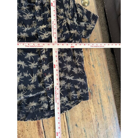 Rollas Mens Black Palm Tree Shirt Small short sleeve button up cotton collared - Picture 6 of 6